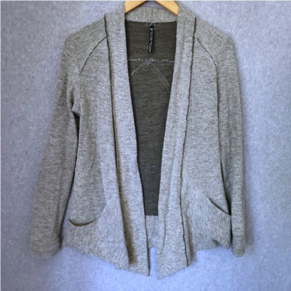 Kuhl Women's Nova‎ Wrap Wool Blend Open Front Cardigan Sweater Small Olive Gray